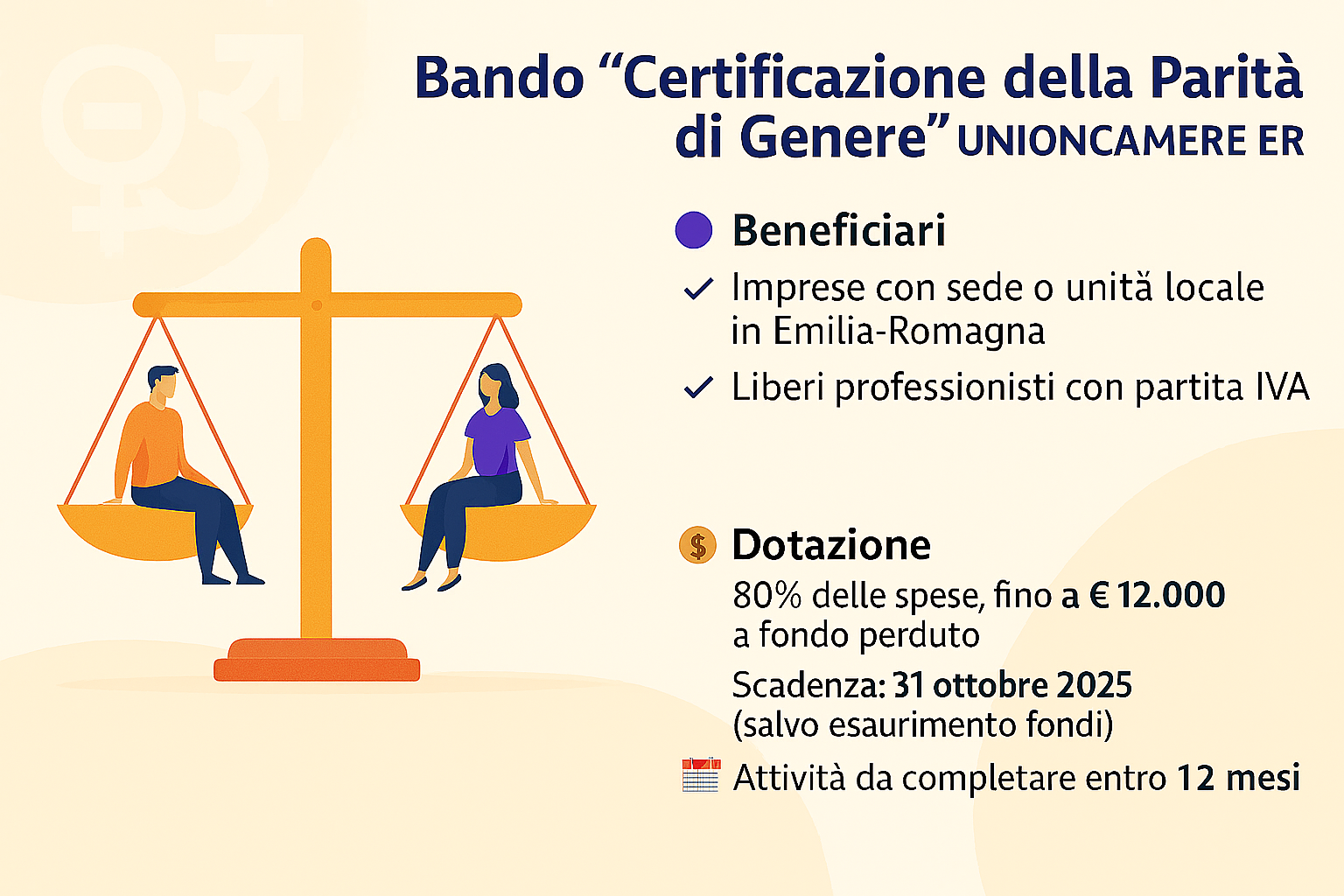 Bando &ldquo;Certificazione della Parit&agrave; di Genere&rdquo; Unioncamere Emilia‑Romagna